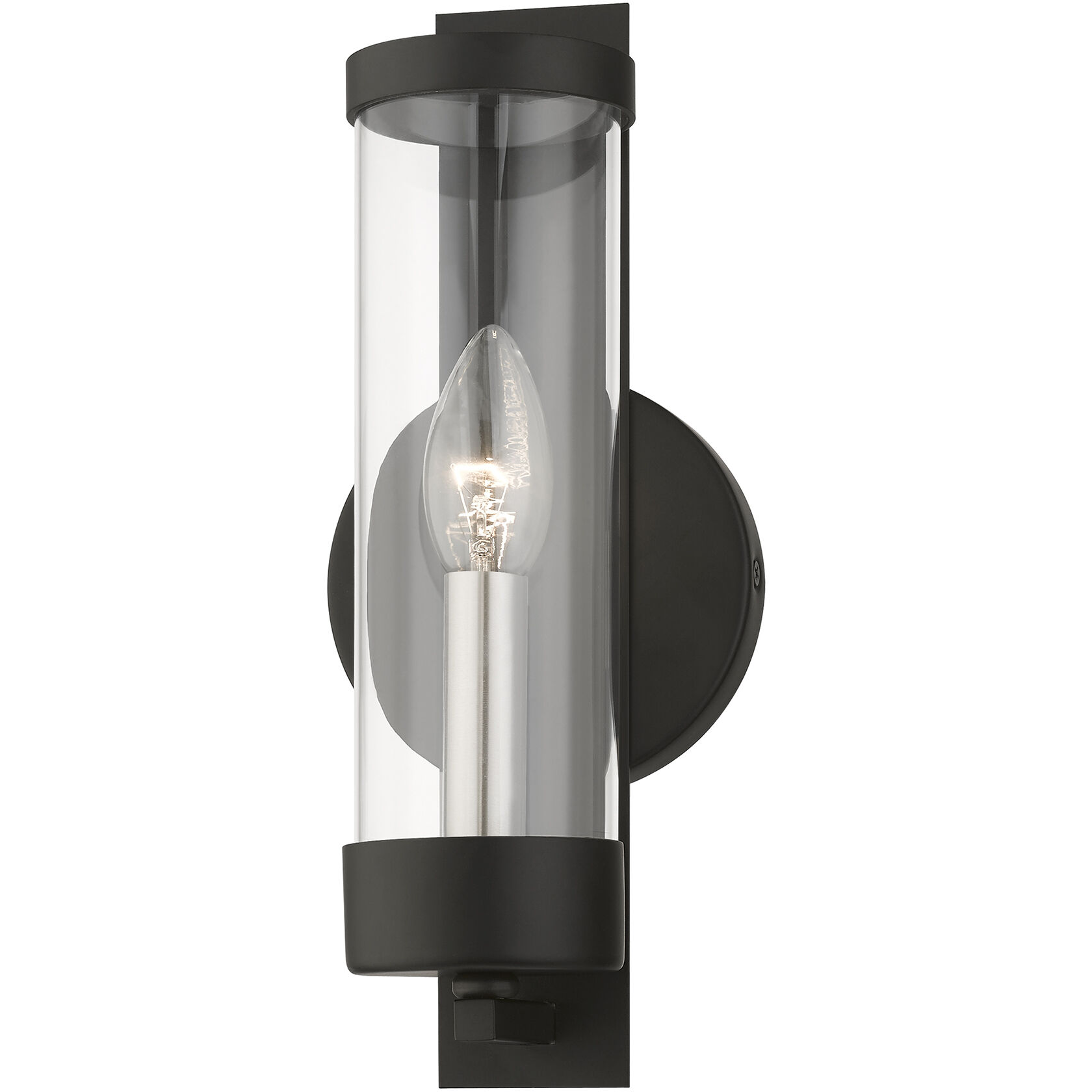 Castleton 1 Light 5 inch Black with Brushed Nickel Candle Single Sconce Wall Light, Single