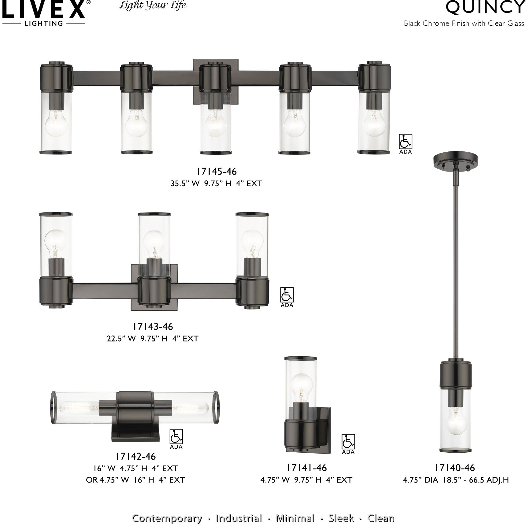 Quincy 1 Light 4.75 inch Black Chrome Mini Pendant Ceiling Light