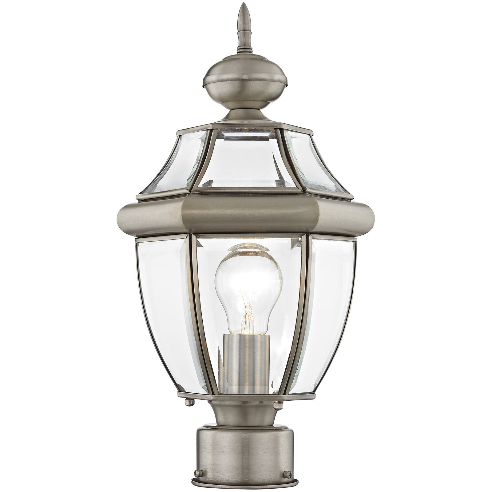 Monterey 1 Light 17 inch Brushed Nickel Outdoor Post Top Lantern