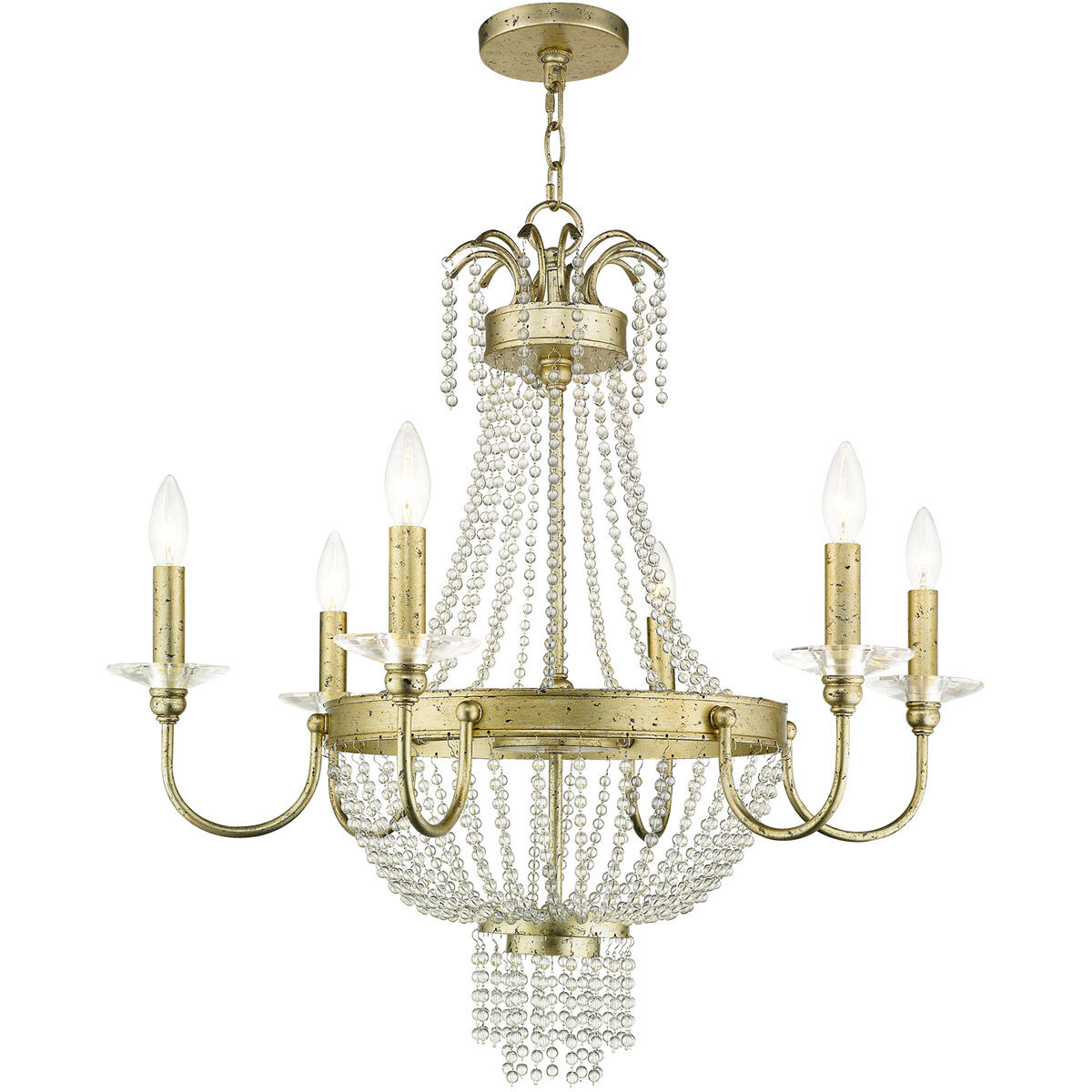 Valentina 6 Light 28 inch Hand Applied Winter Gold Chandelier Ceiling Light