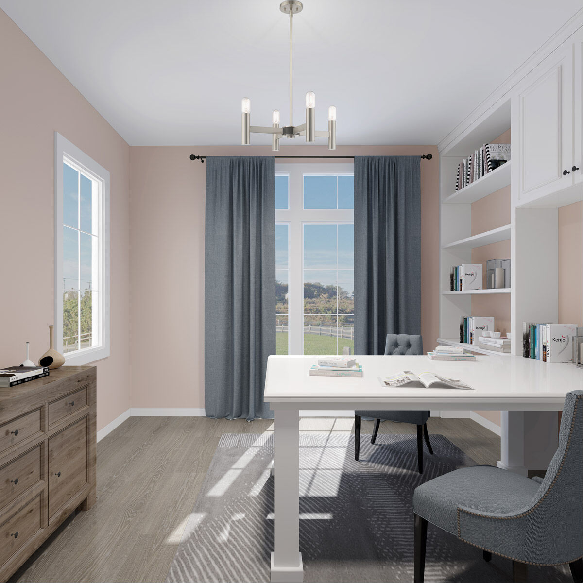 Copenhagen 4 Light 20 inch Brushed Nickel Mini Chandelier Ceiling Light