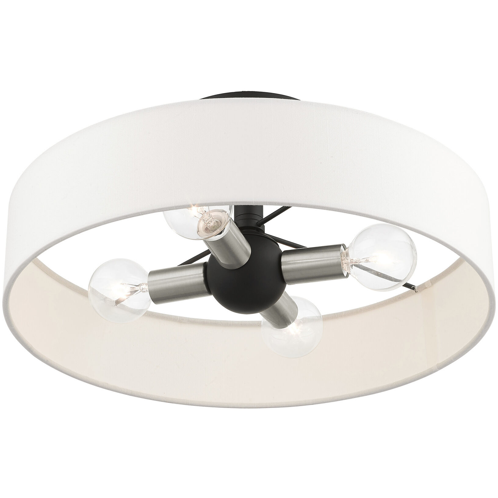 Venlo 4 Light 14 inch Black with Brushed Nickel Accents Semi Flush Ceiling Light