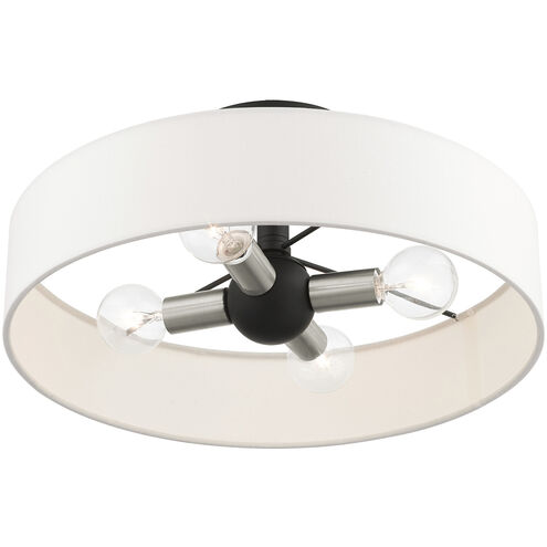 Venlo 4 Light 14 inch Black with Brushed Nickel Accents Semi Flush Ceiling Light