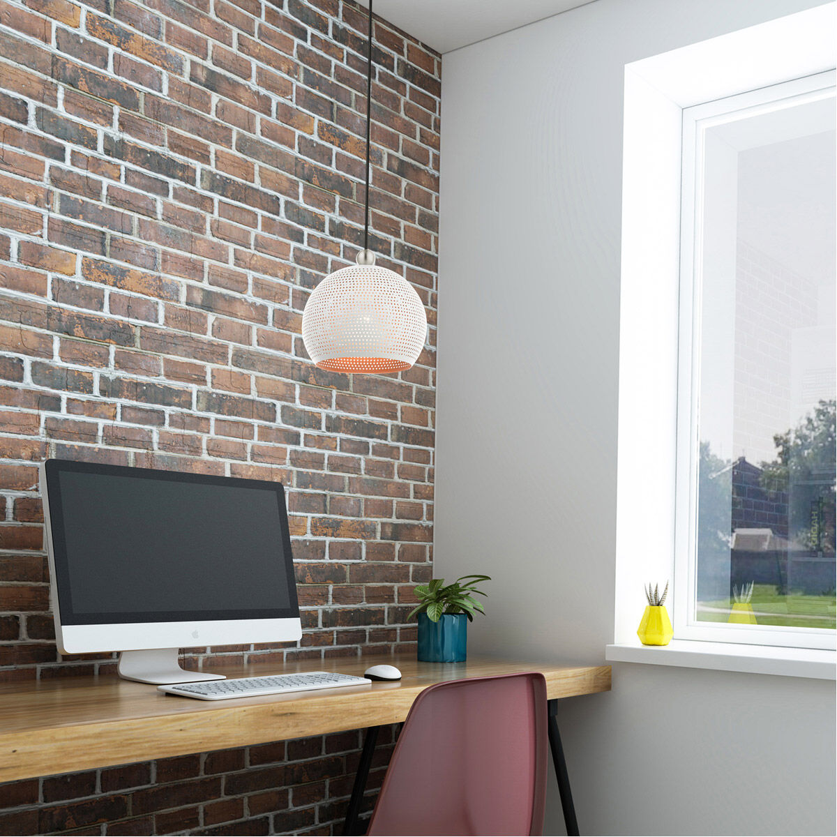 Dublin 1 Light 10 inch White with Brushed Nickel Accents Pendant Ceiling Light