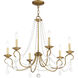 Pennington 6 Light 28 inch Antique Gold Leaf Chandelier Ceiling Light