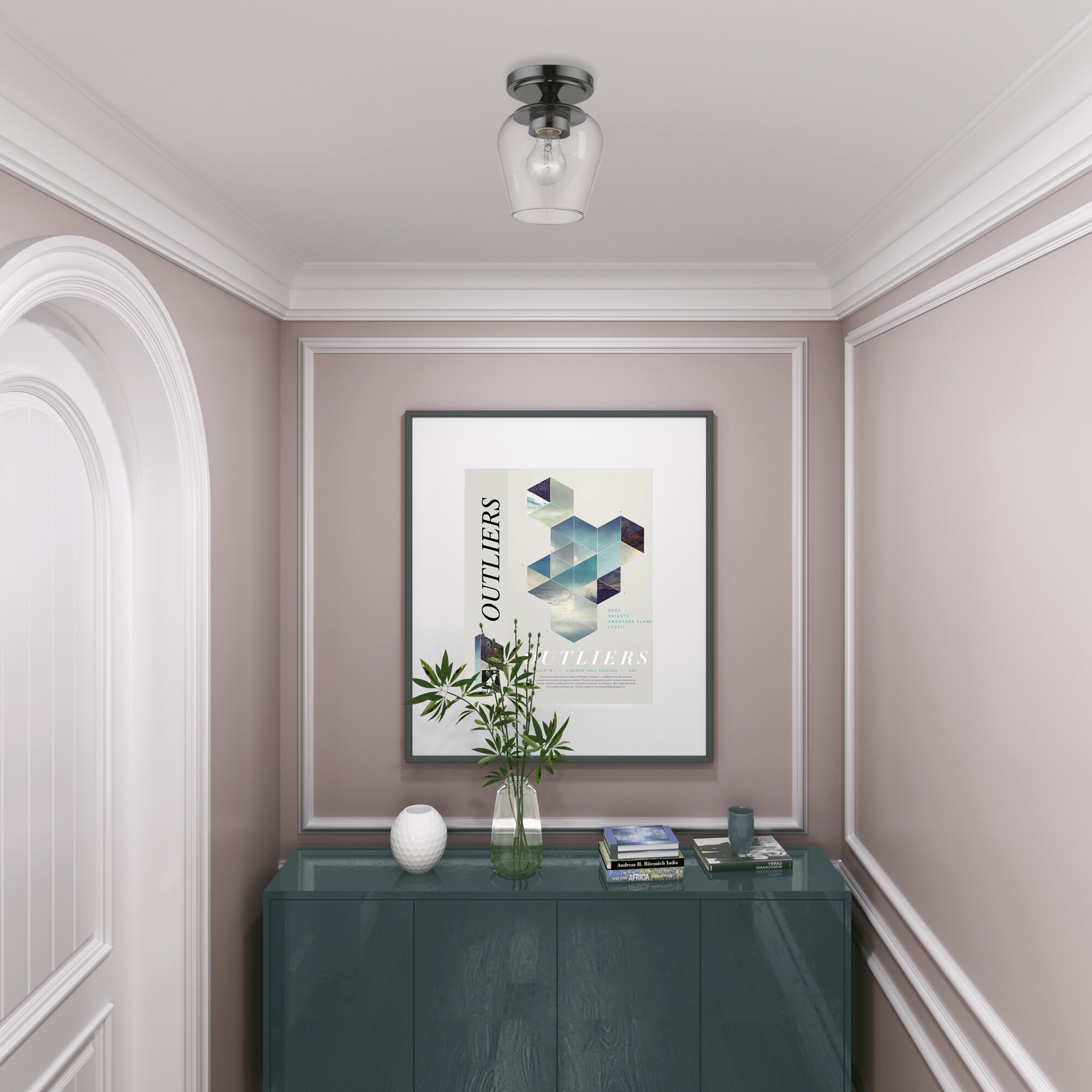 Willow 1 Light 6 inch Black Chrome Flush Mount Ceiling Light