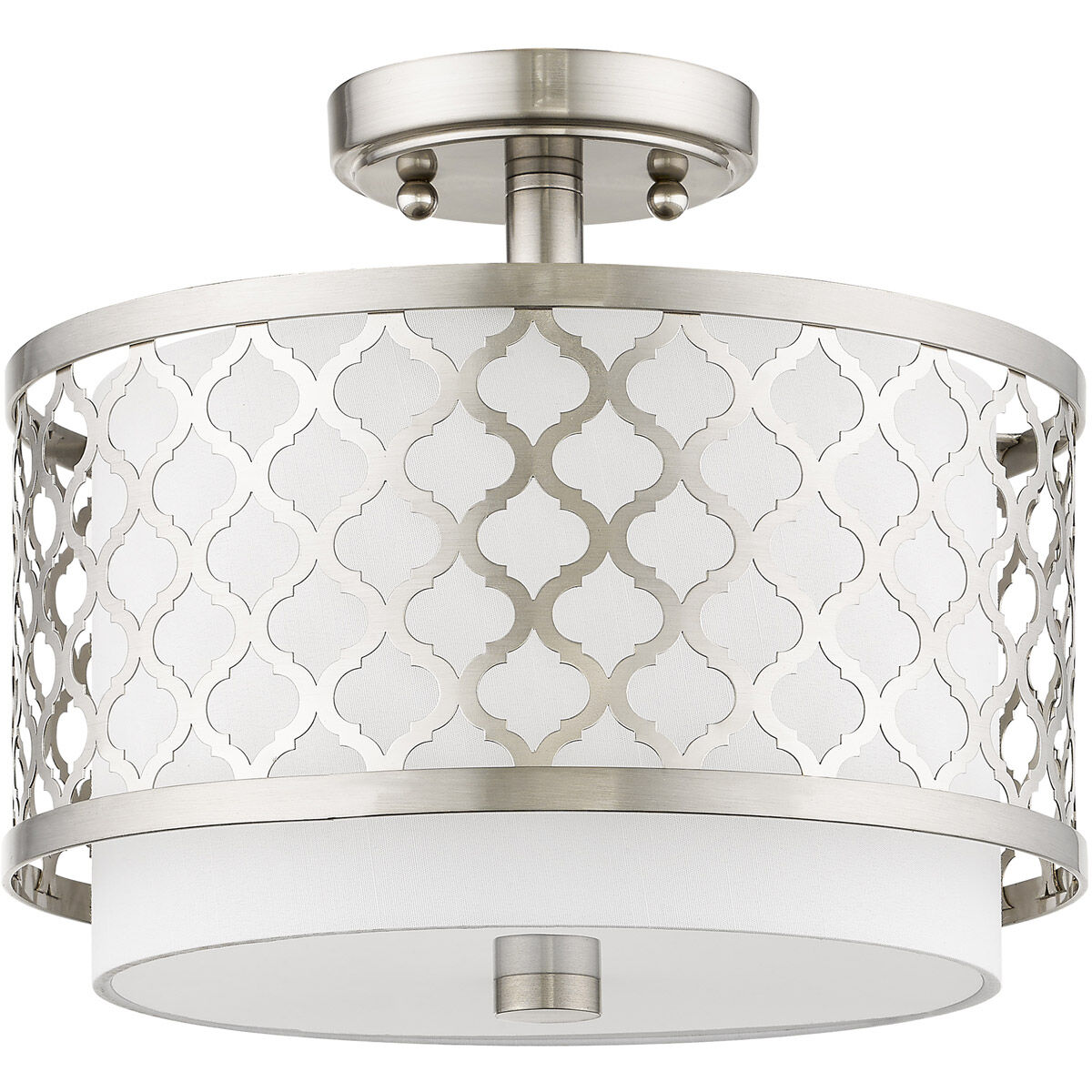 Arabesque 2 Light 12 inch Brushed Nickel Semi-Flush Mount Ceiling Light