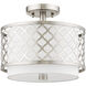 Arabesque 2 Light 12 inch Brushed Nickel Semi-Flush Mount Ceiling Light