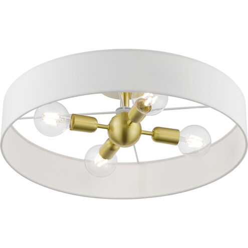 Venlo 4 Light 22 inch Satin Brass with Shiny White Accents Semi-Flush Ceiling Light, Large