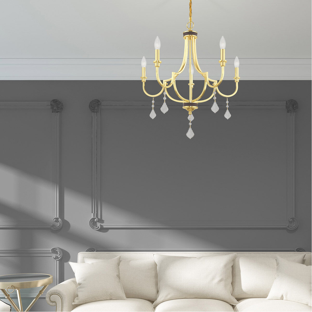 Glendale 5 Light 24.5 inch Polished Brass Chandelier Ceiling Light