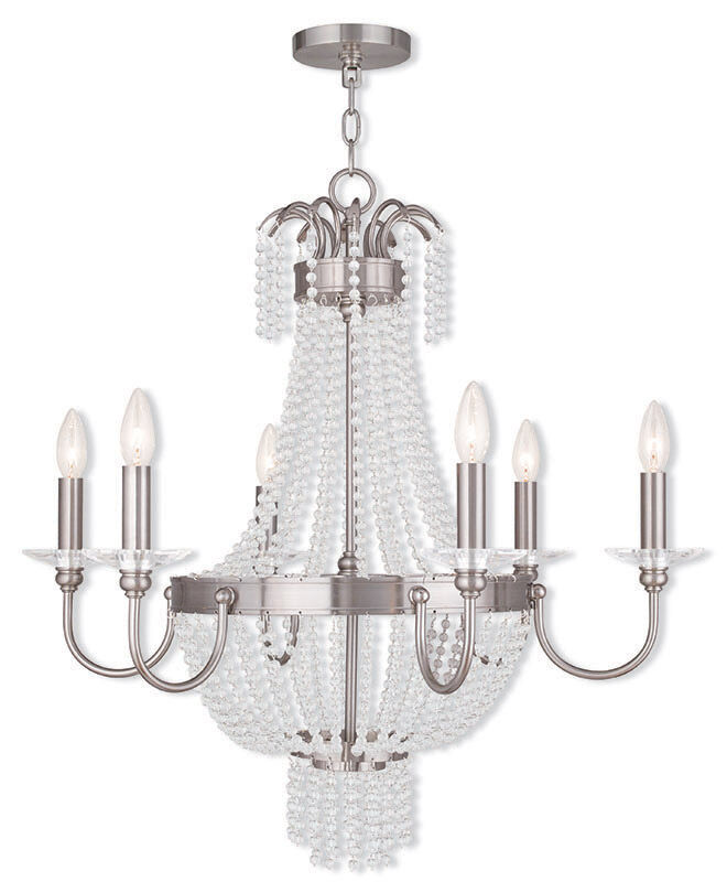 Valentina 6 Light 28 inch Brushed Nickel Chandelier Ceiling Light