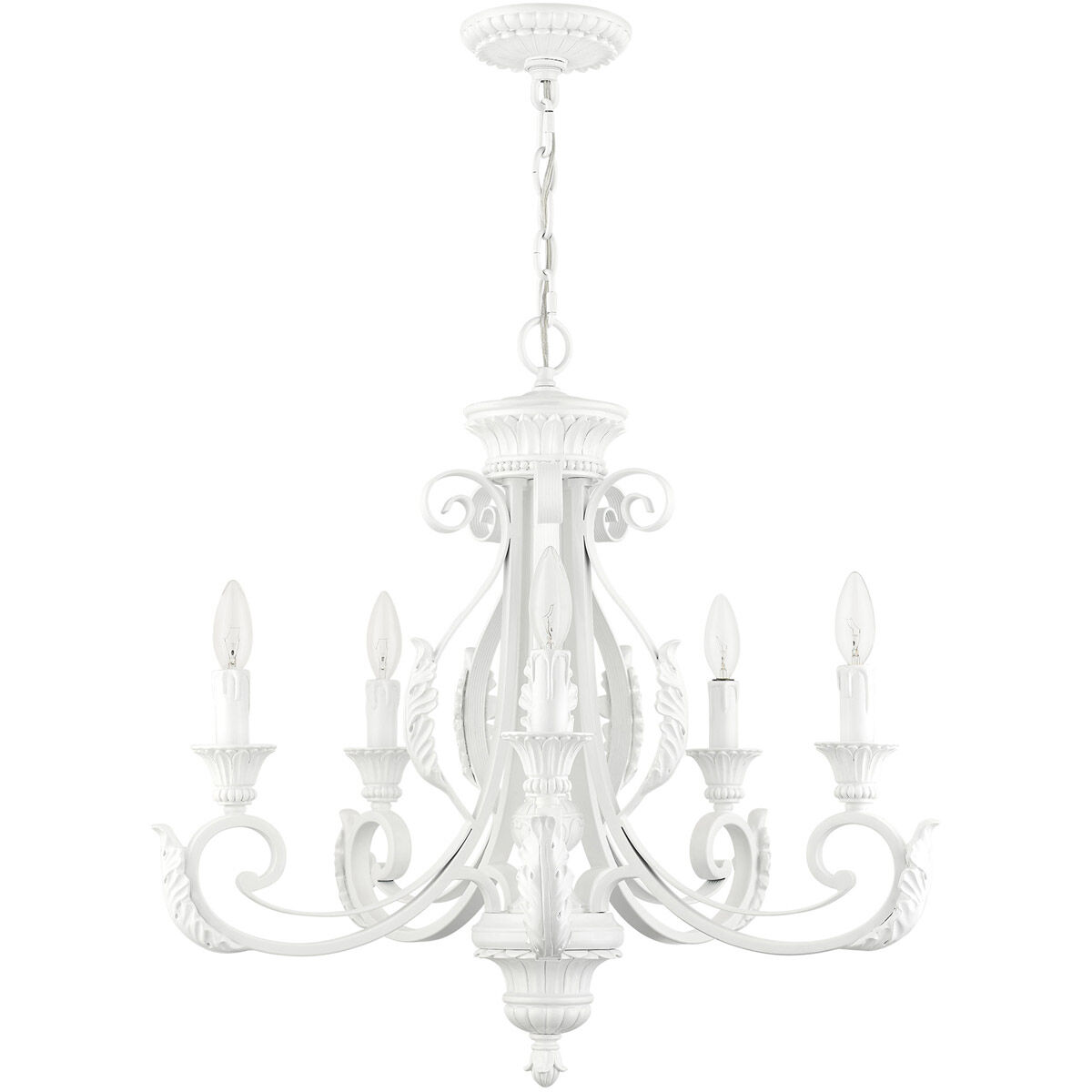 Valencia 5 Light 25 inch Shiny White Chandelier Ceiling Light