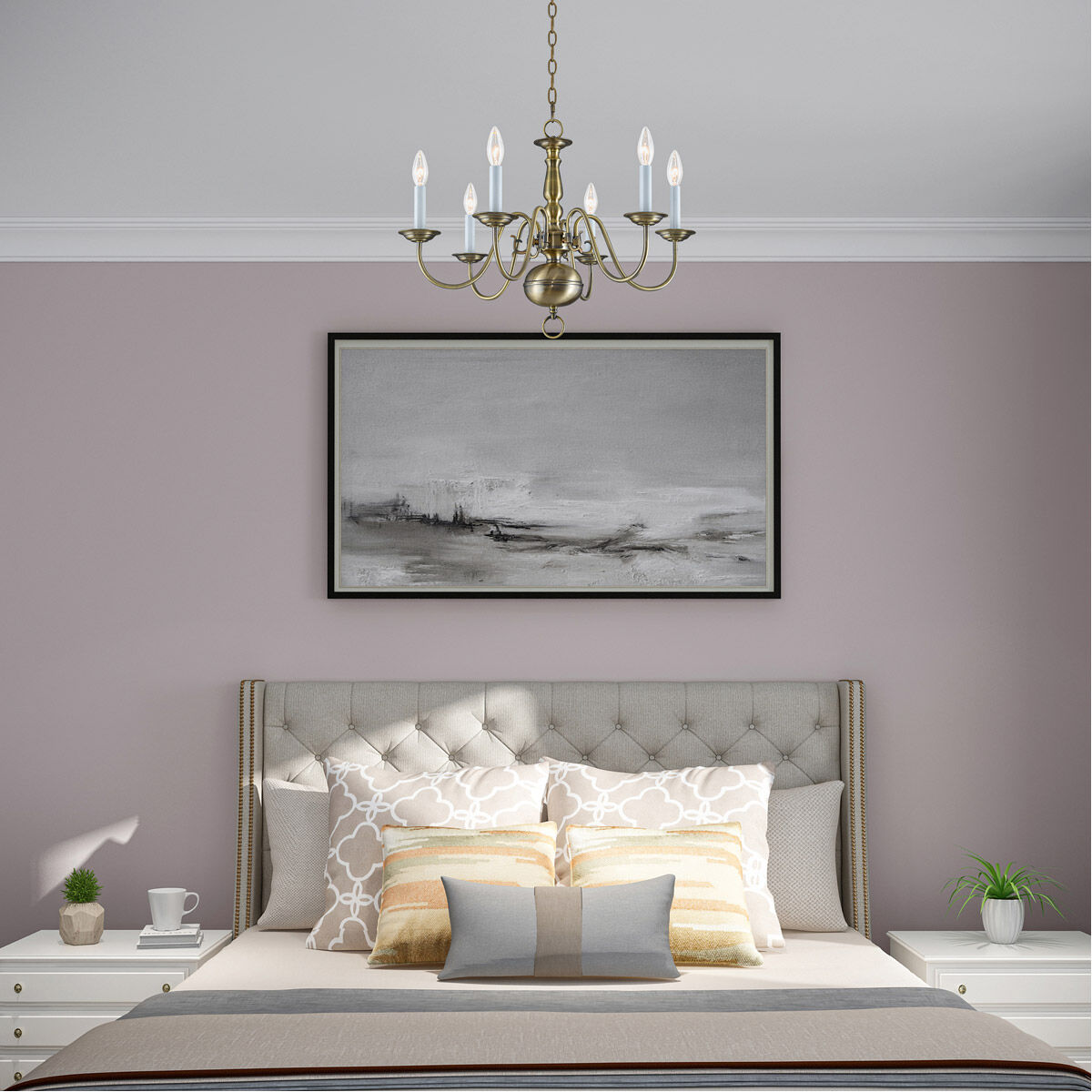 Williamsburgh 6 Light 24 inch Antique Brass Chandelier Ceiling Light