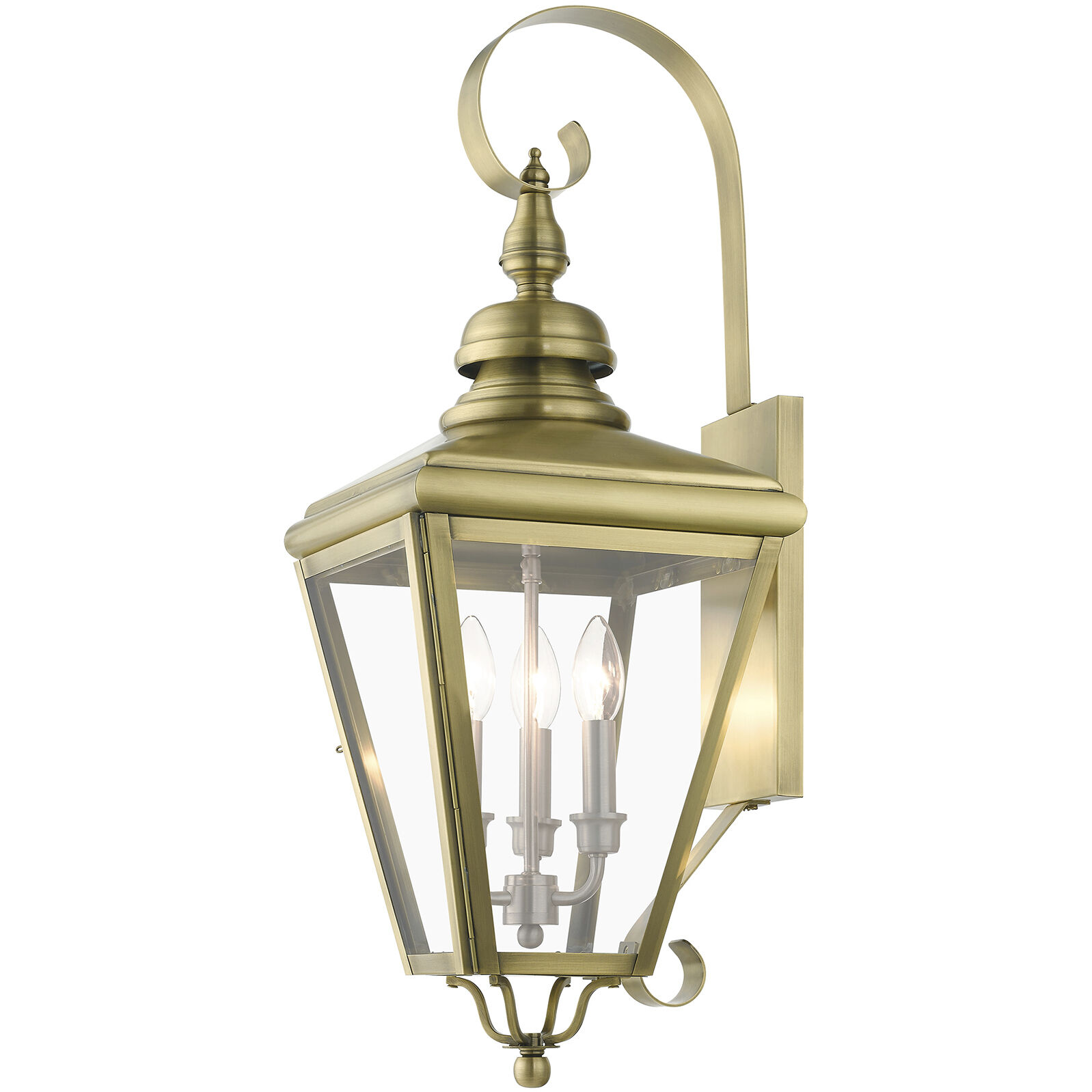 Adams 3 Light 10.63 inch Antique Brass with Brushed Nickel Finish Cluster Outdoor Large Wall Lantern Wall Light