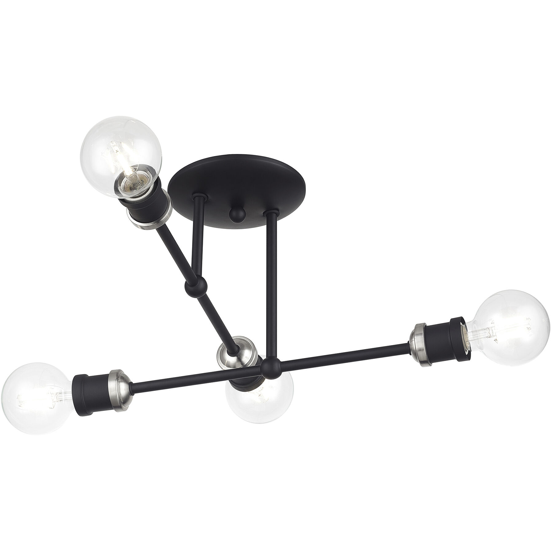 Delacroix 4 Light 17 inch Black with Brushed Nickel Accents Semi-Flush Ceiling Light
