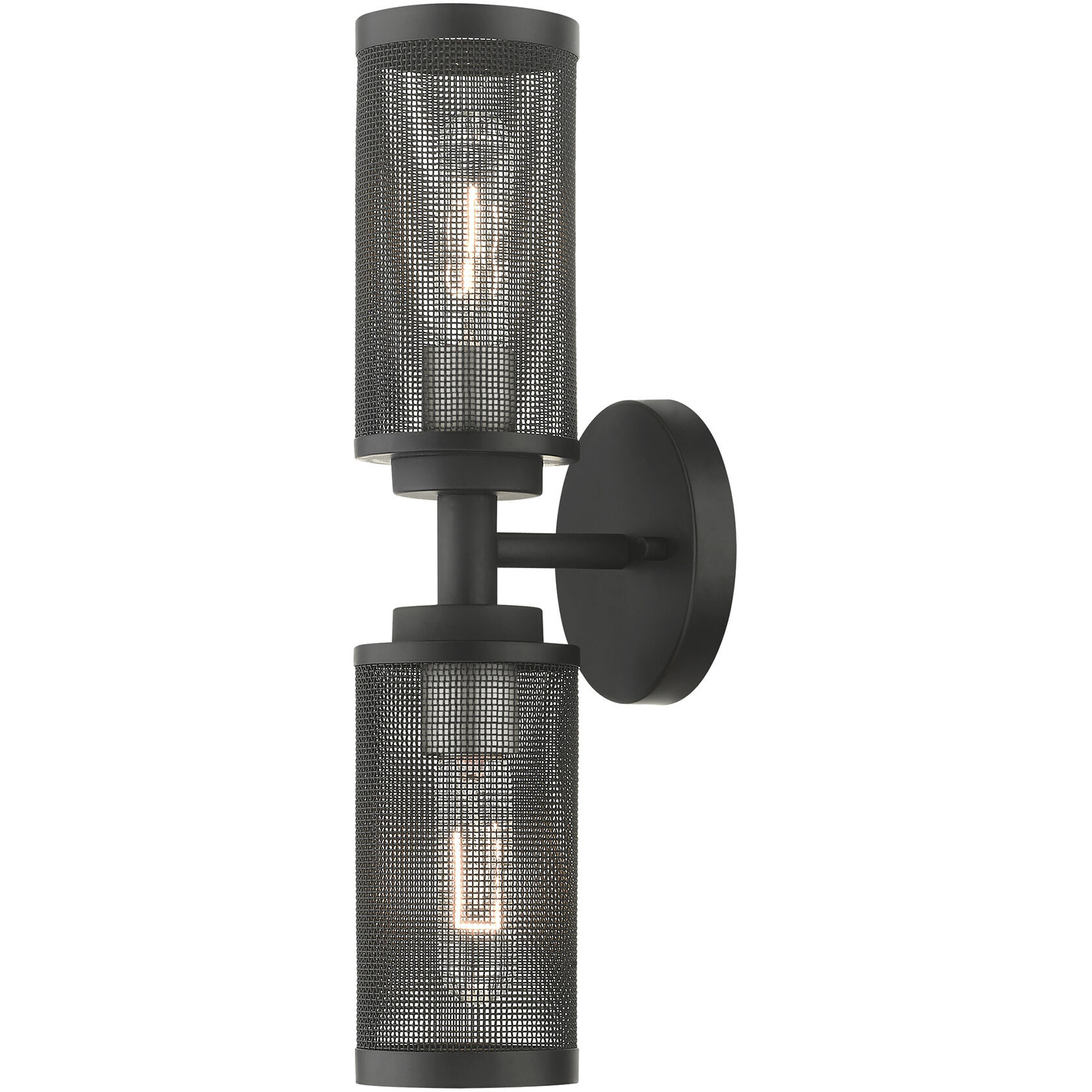 Industro 2 Light 5 inch Black with Brushed Nickel Accents Sconce Wall Light