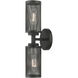 Industro 2 Light 5 inch Black with Brushed Nickel Accents Sconce Wall Light