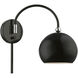Stockton 15 inch 60.00 watt Shiny Black with Polished Chrome Accents Swing Arm Wall Lamp Wall Light