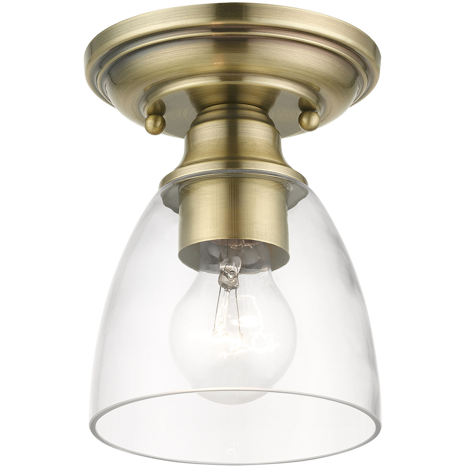 Montgomery 1 Light 5 inch Antique Brass Semi-Flush Ceiling Light, Petite