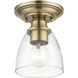 Montgomery 1 Light 5 inch Antique Brass Semi-Flush Ceiling Light, Petite