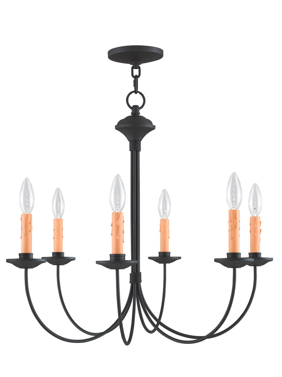 Heritage 6 Light 26 inch Black Chandelier Ceiling Light
