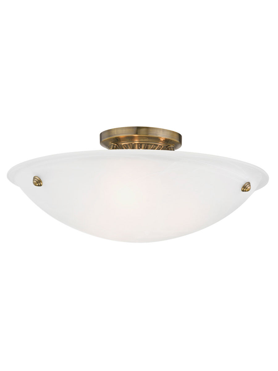 Oasis 3 Light 20 inch Antique Brass Semi-Flush Mount Ceiling Light