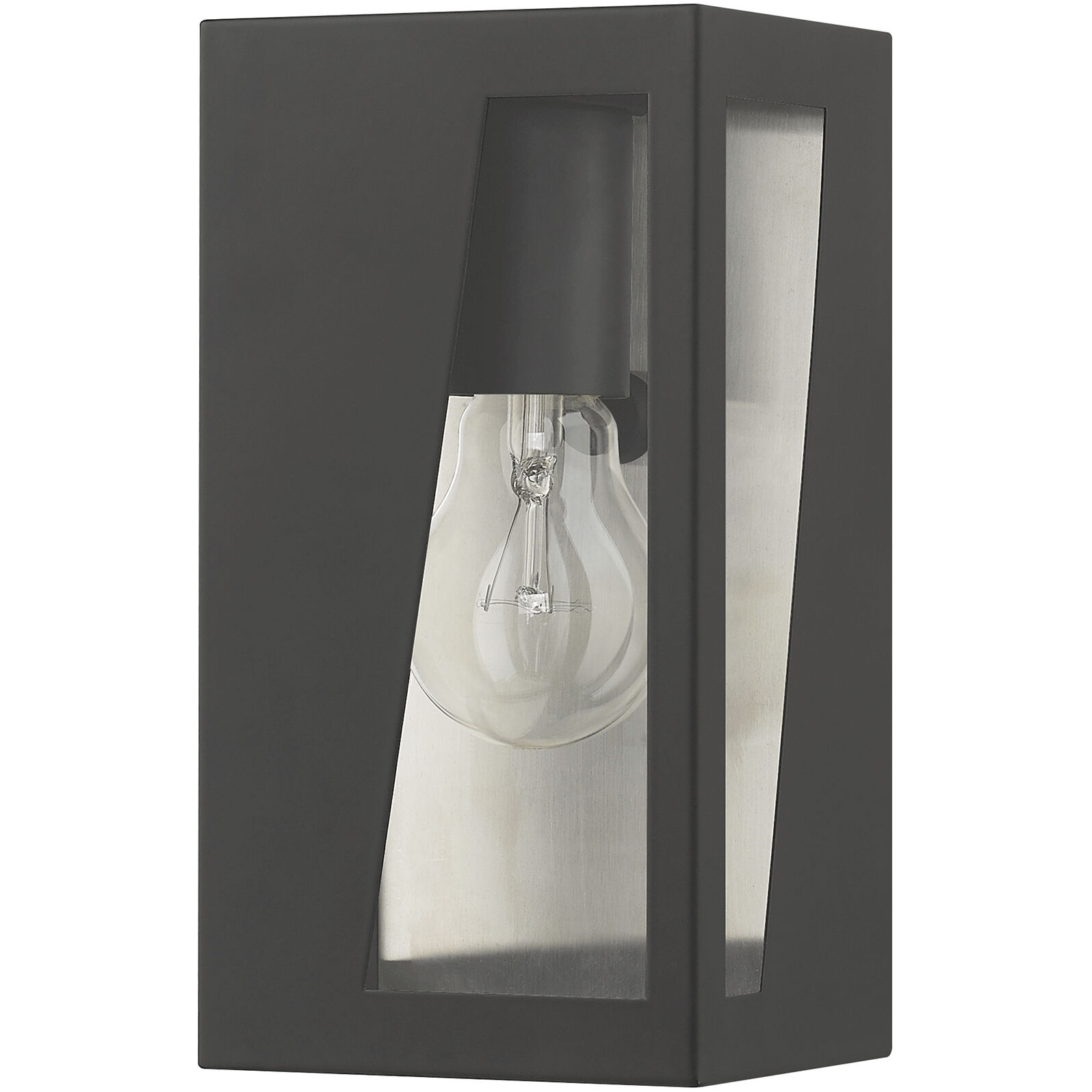 Forsyth 1 Light 8.5 inch Black with Brushed Nickel Stainless Steel Outdoor Wall Lantern, Small