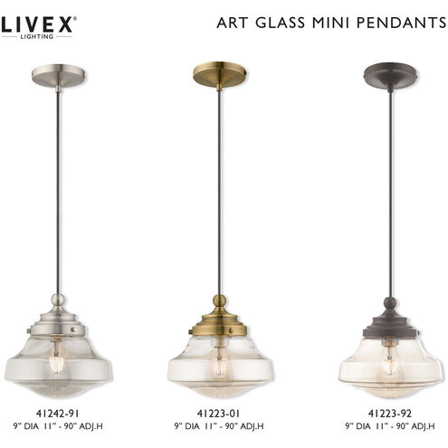 Art Glass 1 Light 9 inch Brushed Nickel Mini Pendant Ceiling Light