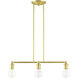 Lansdale 3 Light 24 inch Satin Brass Linear Chandelier Ceiling Light