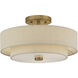 Bellingham 3 Light 15 inch Antique Gold Leaf Semi Flush Mount Ceiling Light, Large