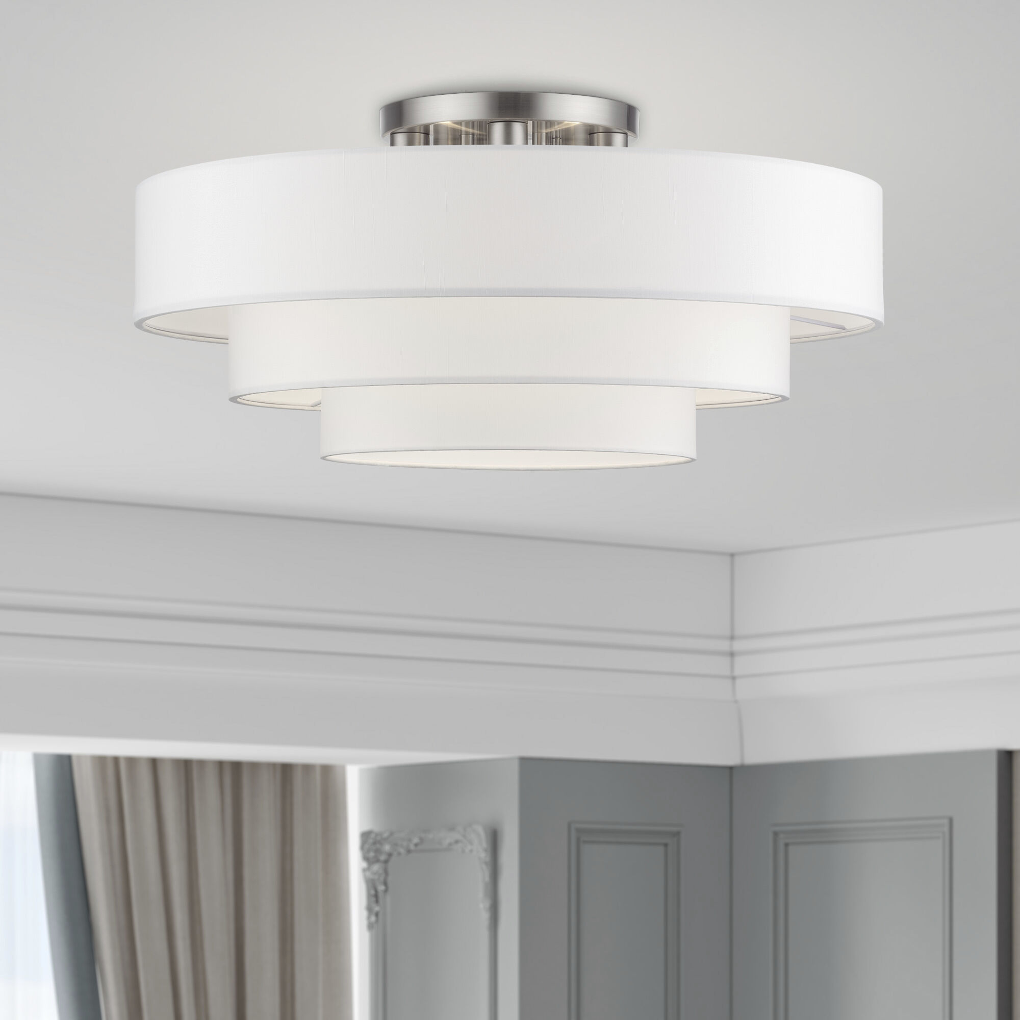 Manorwood 5 Light 28 inch Brushed Nickel Semi-Flush Ceiling Light