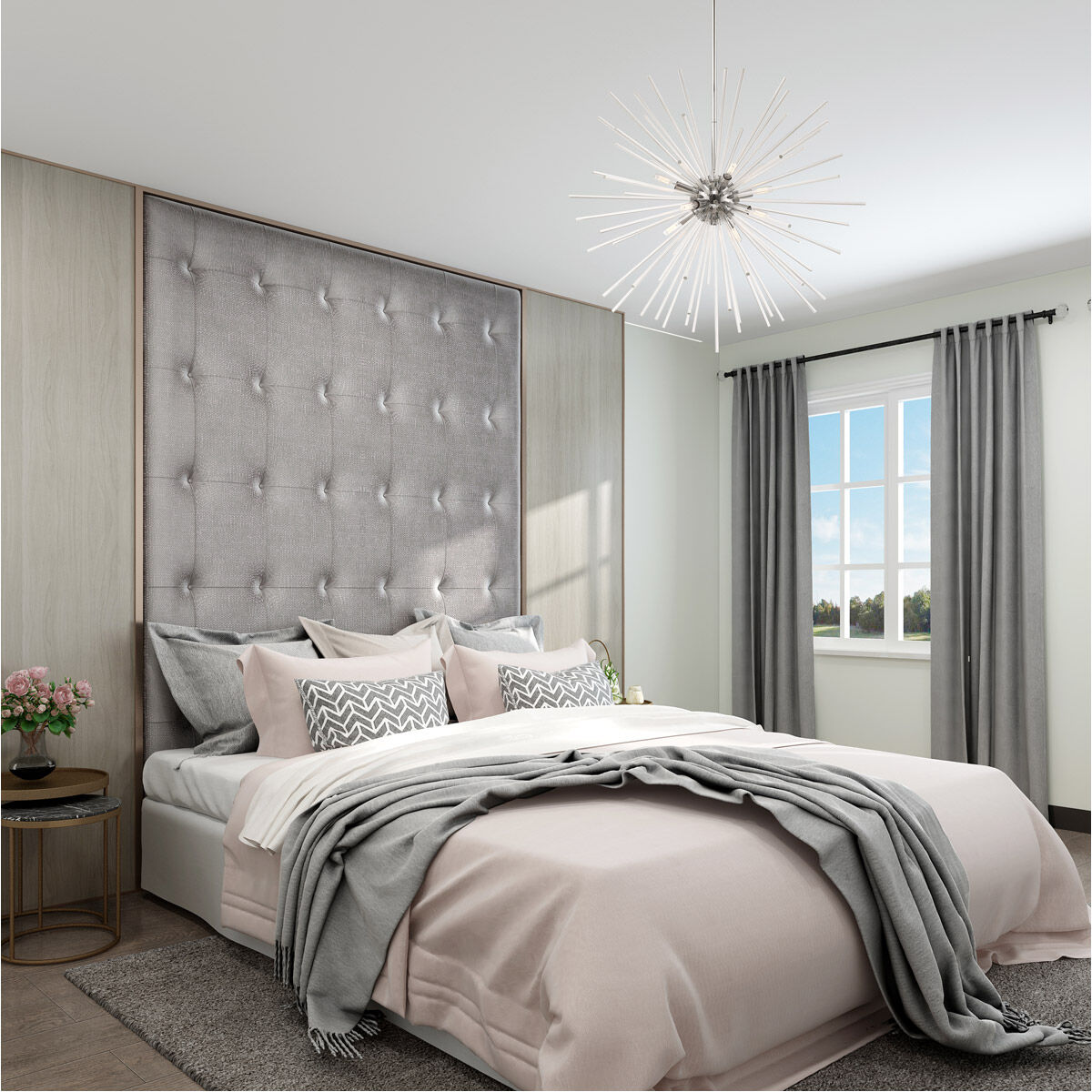 Utopia 8 Light 34 inch Polished Chrome Pendant Chandelier Ceiling Light