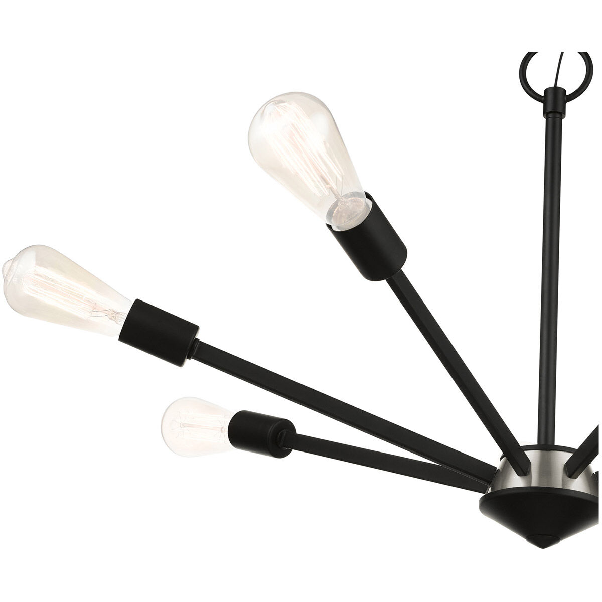 Prague 7 Light 29.25 inch Black with Brushed Nickel Accents Chandelier Ceiling Light