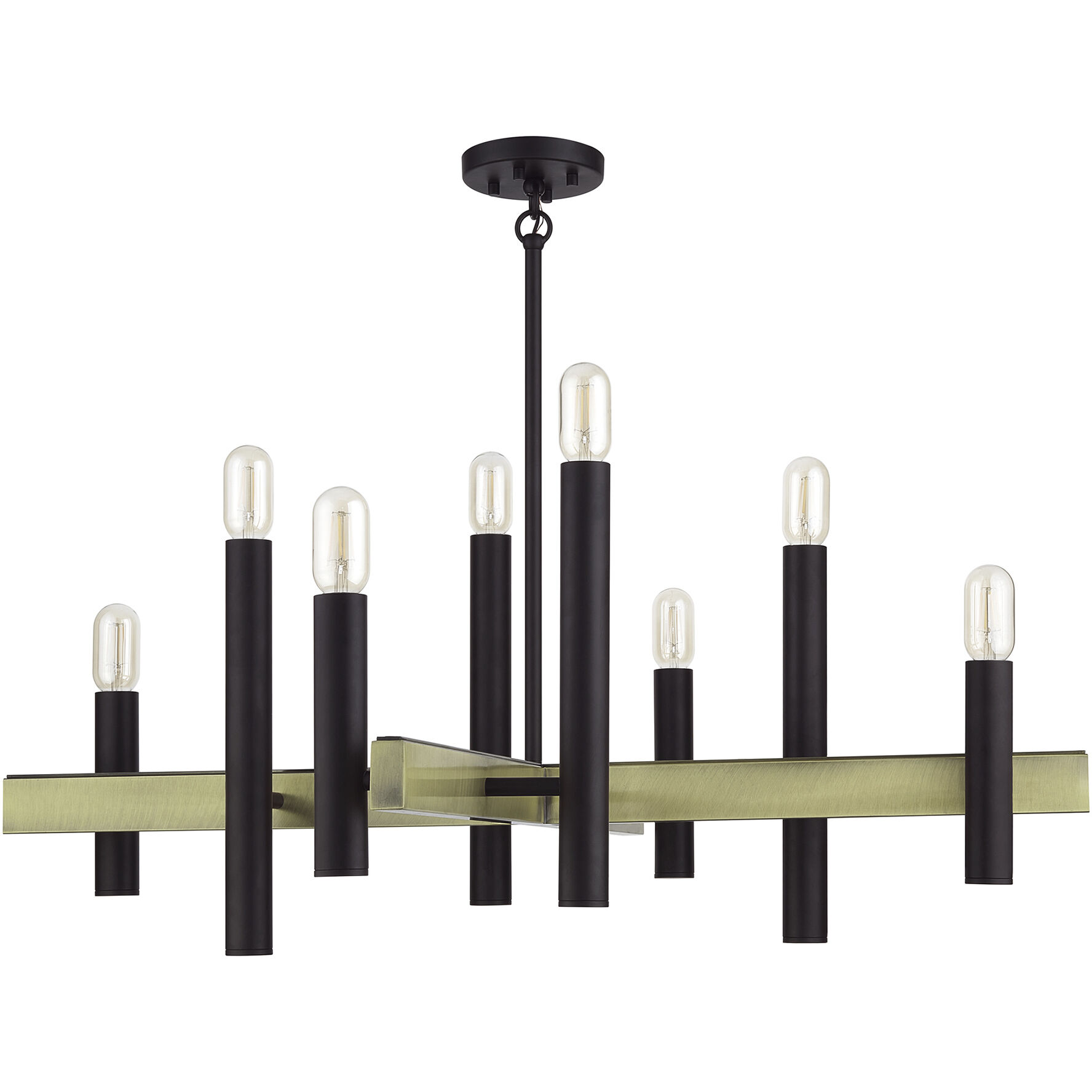 Helsinki 8 Light 38 inch Bronze with Antique Brass Accents Chandelier Ceiling Light