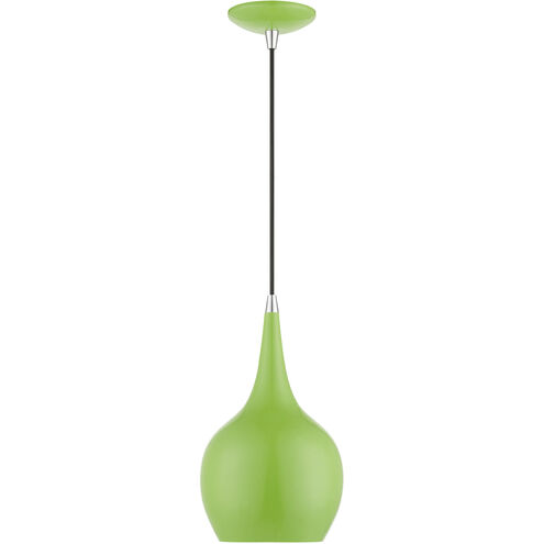 Andes 1 Light 8 inch Shiny Apple Green with Polished Chrome Accents Mini Pendant Ceiling Light