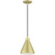 Geneva 1 Light 7 inch Soft Gold with Polished Brass Accents Mini Pendant Ceiling Light