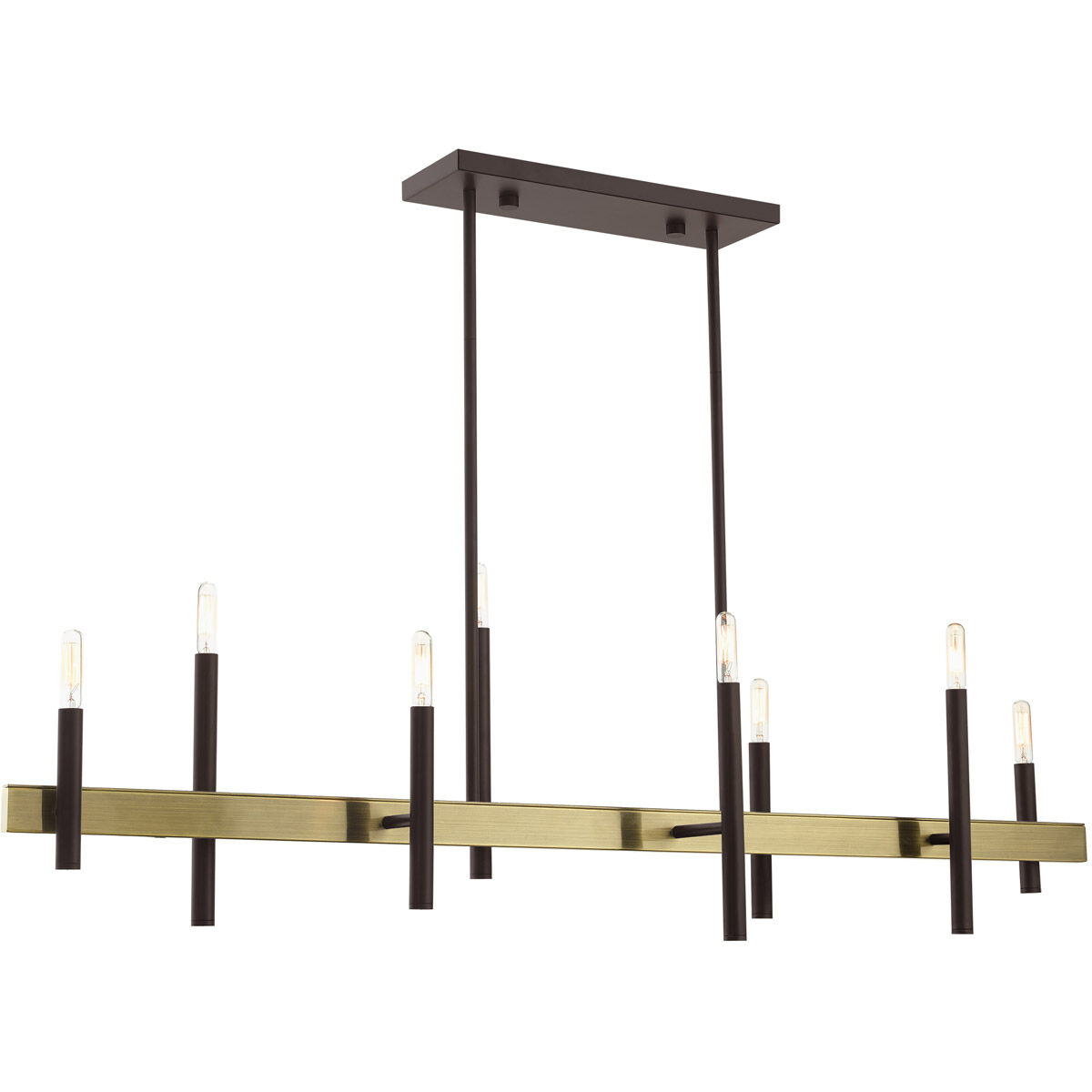 Denmark 8 Light 9.25 inch Bronze with Antique Brass Accents Chandelier Ceiling Light