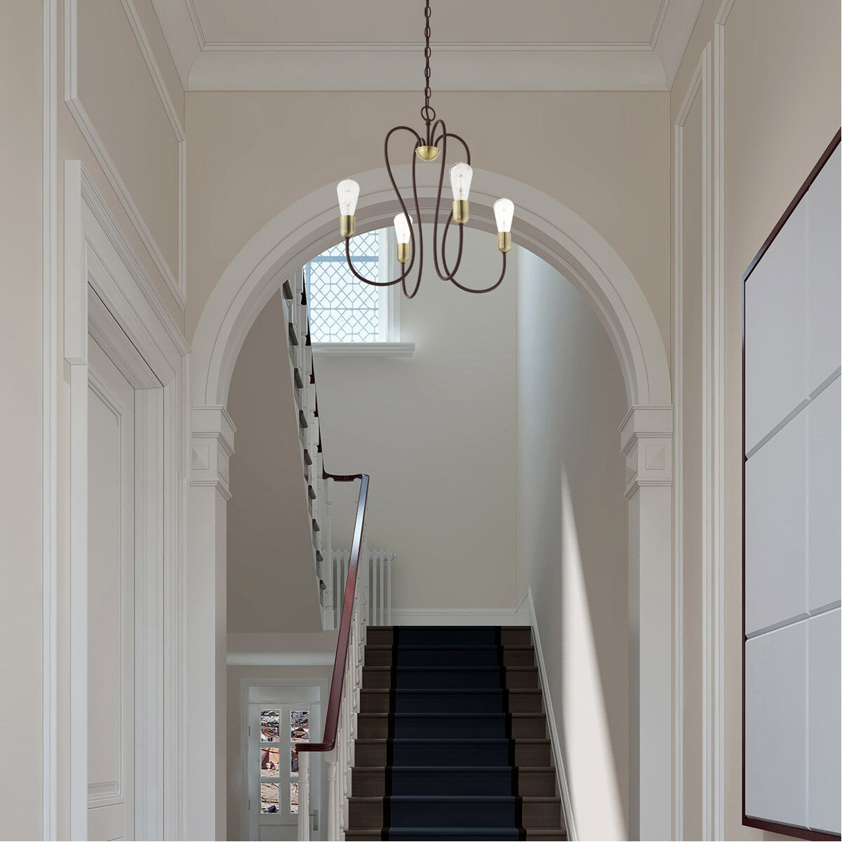 Lucerne 4 Light 20 inch Bronze with Antique Brass Accents Chandelier Ceiling Light