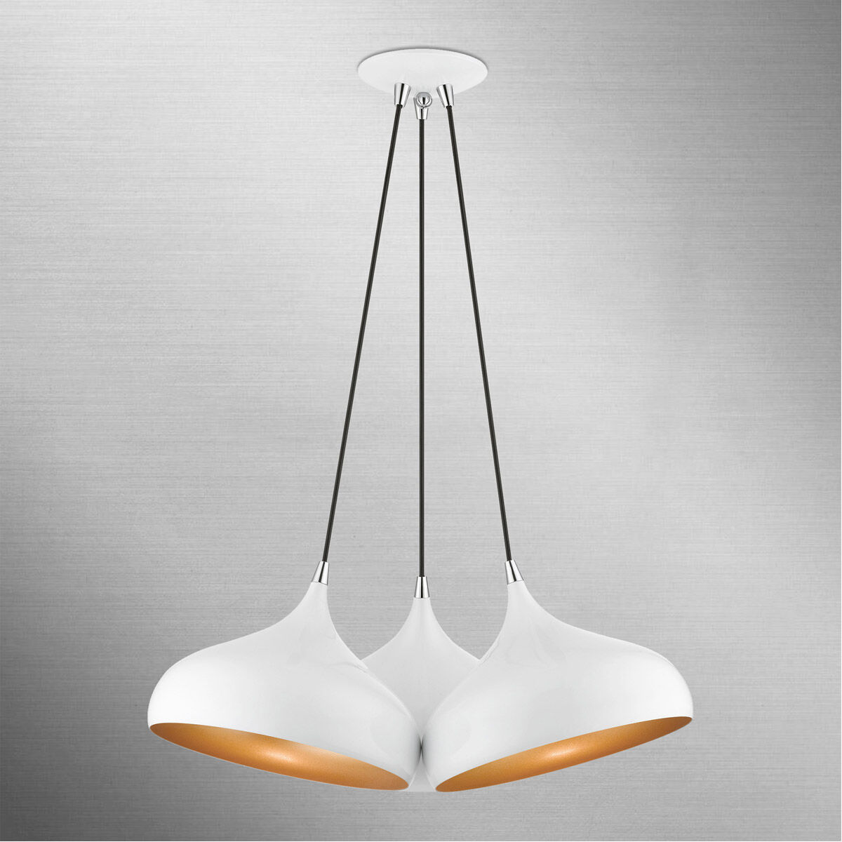 Amador 3 Light 25 inch Shiny White with Polished Chrome Accents Cluster Pendant Ceiling Light