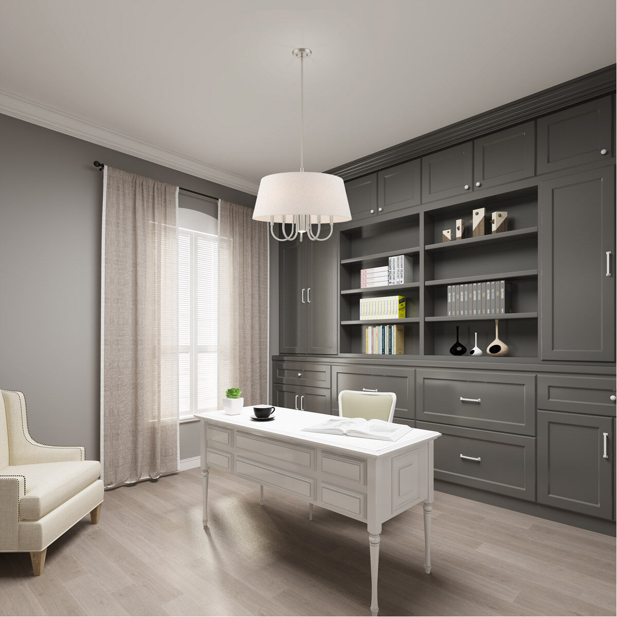 Belclaire 6 Light 24 inch Brushed Nickel Pendant Chandelier Ceiling Light