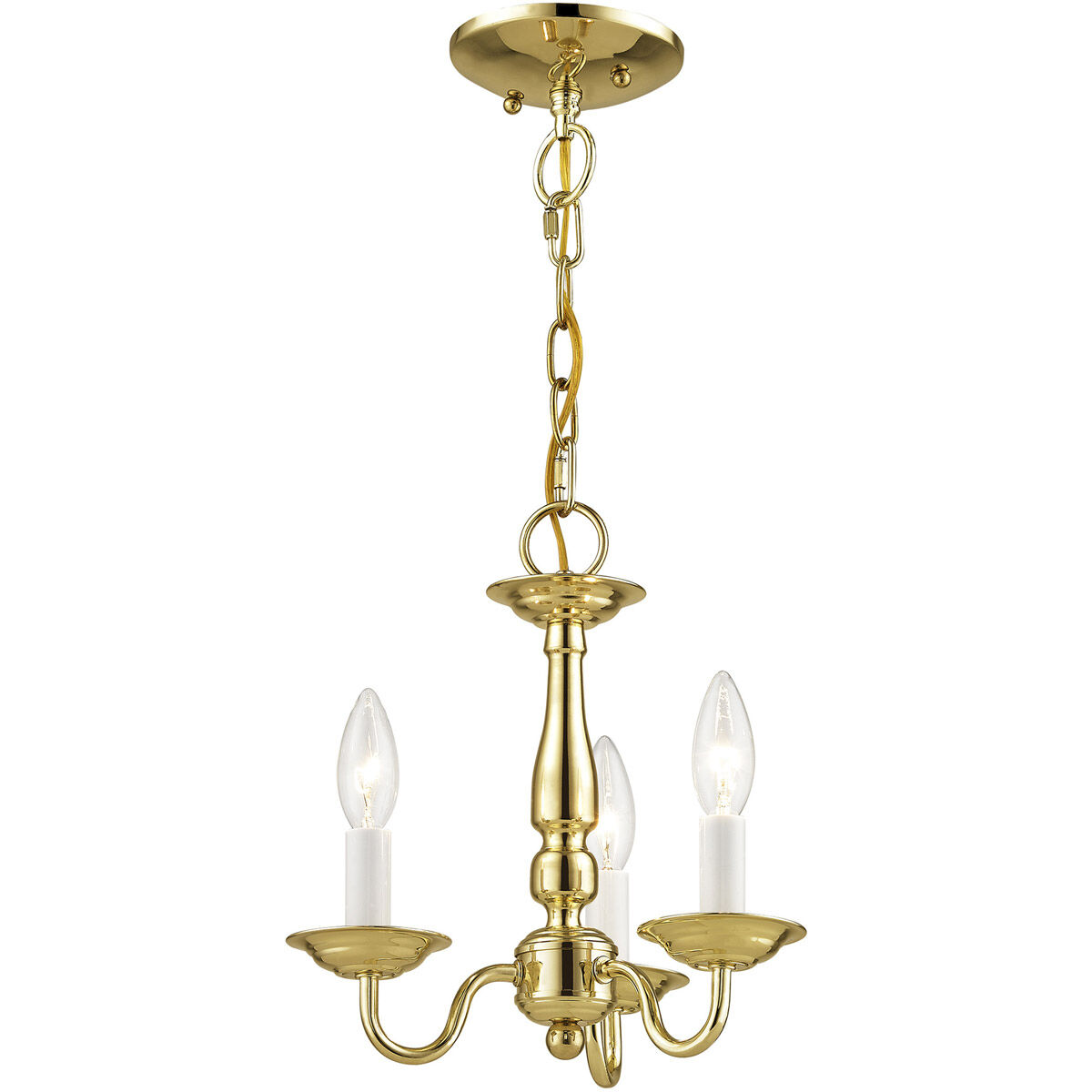 Williamsburgh 3 Light 11 inch Polished Brass Convertible Mini Chandelier/Ceiling Mount Ceiling Light