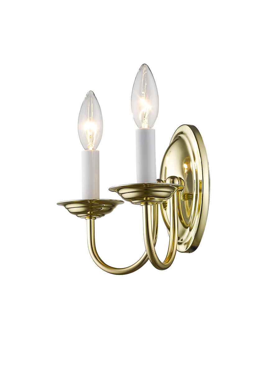 Home Basics 2 Light 10 inch Polished Brass Wall Sconce Wall Light