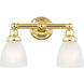 Classic 2 Light 16 inch Polished Brass Bath Vanity Wall Light