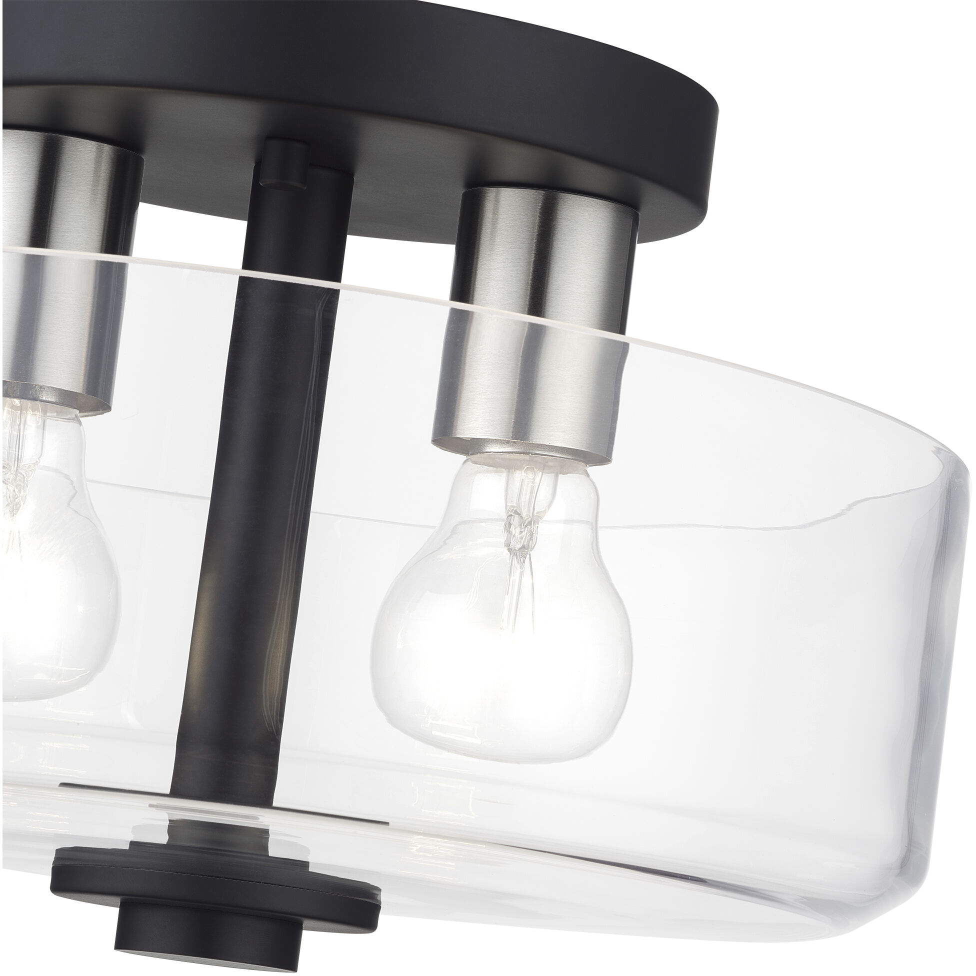 Whitworth 2 Light 12.25 inch Black with Brushed Nickel Accents Semi-Flush Ceiling Light