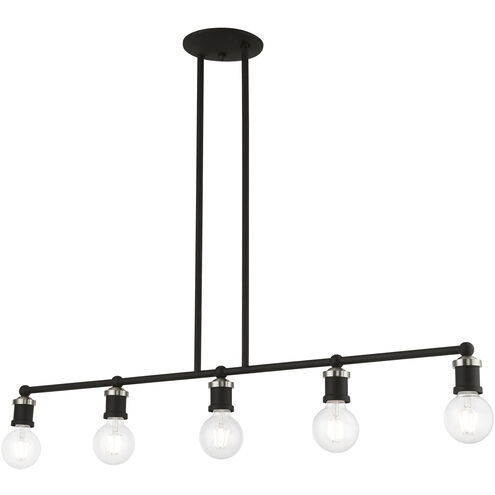 Lansdale 5 Light 40 inch Black with Brushed Nickel Accents Linear Chandelier Ceiling Light, Large