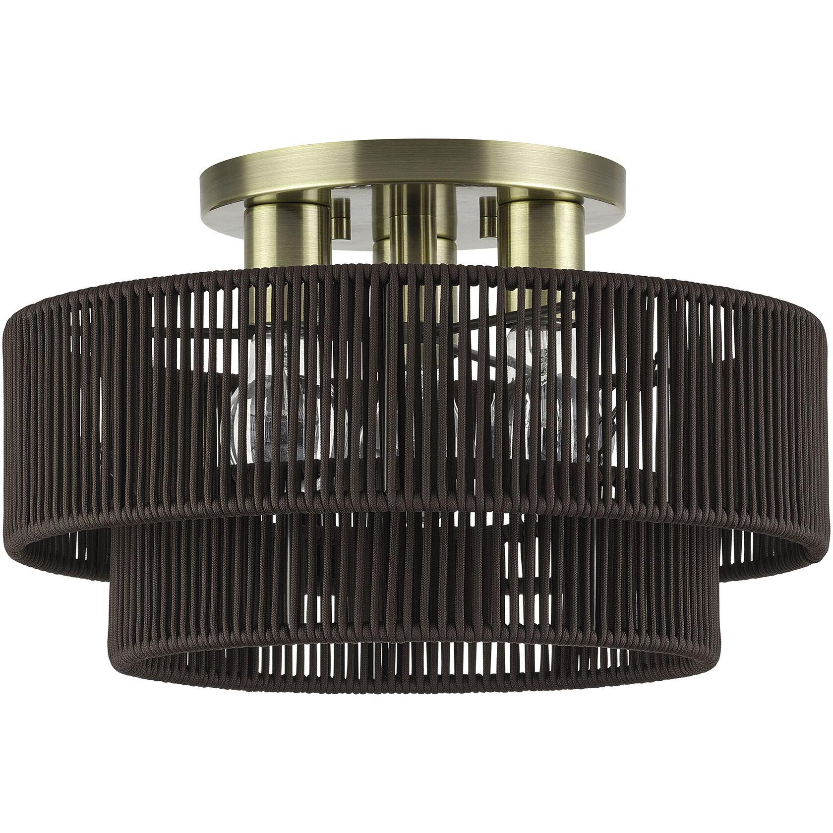 Acordia 3 Light 15 inch Antique Brass Semi Flush Mount Ceiling Light, Large