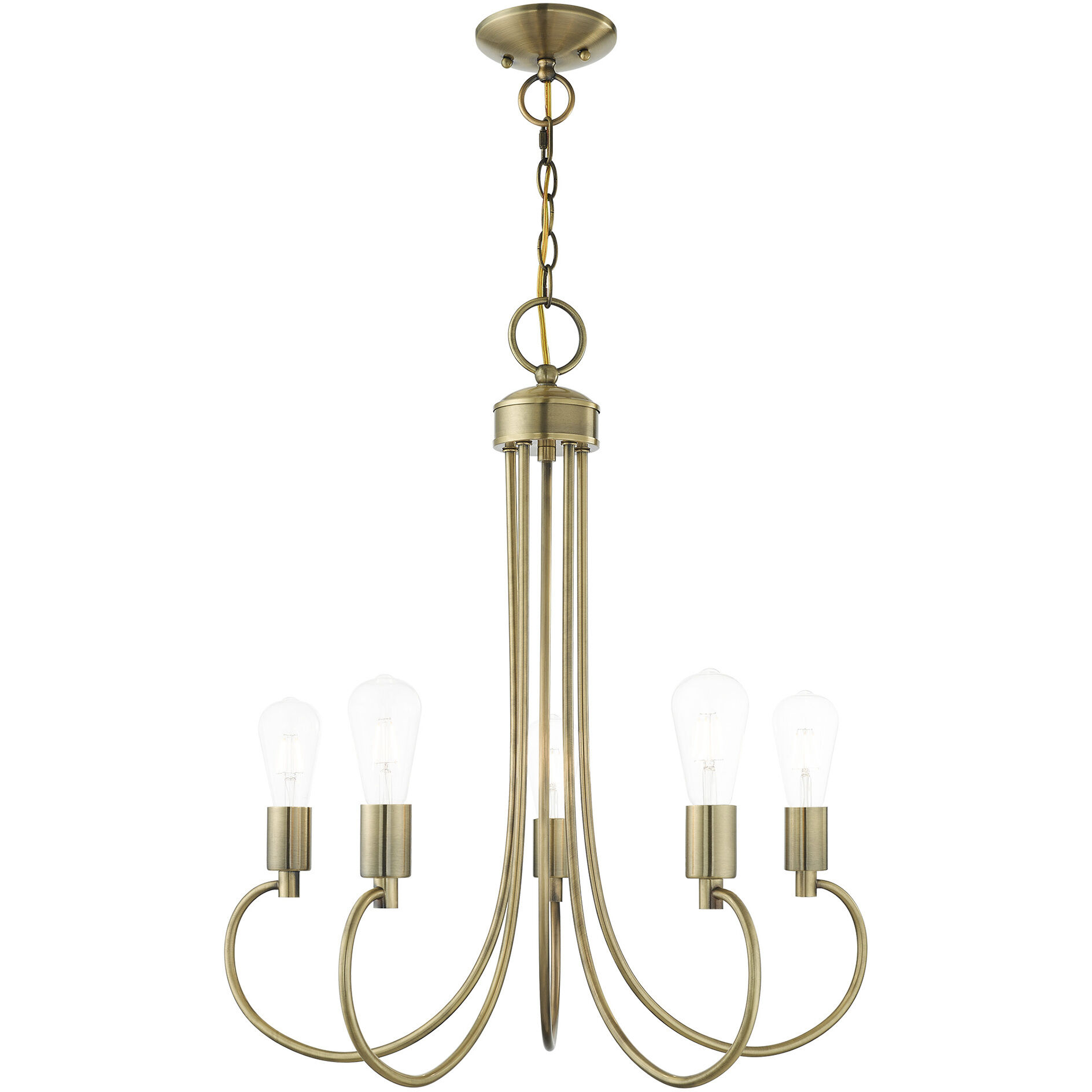 Bari 5 Light 25 inch Antique Brass Chandelier Ceiling Light