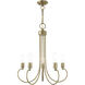 Bari 5 Light 25 inch Antique Brass Chandelier Ceiling Light