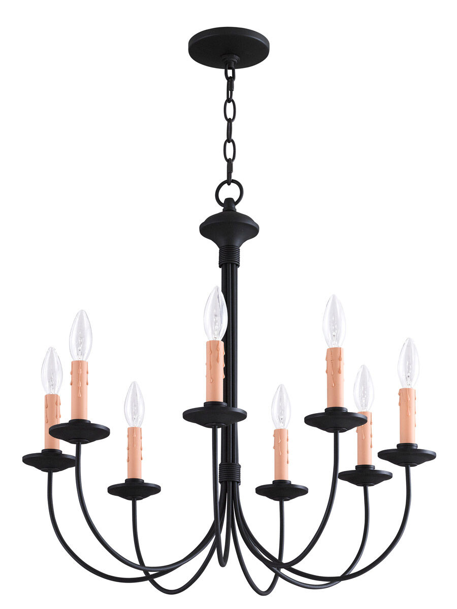 Heritage 8 Light 24 inch Black Chandelier Ceiling Light