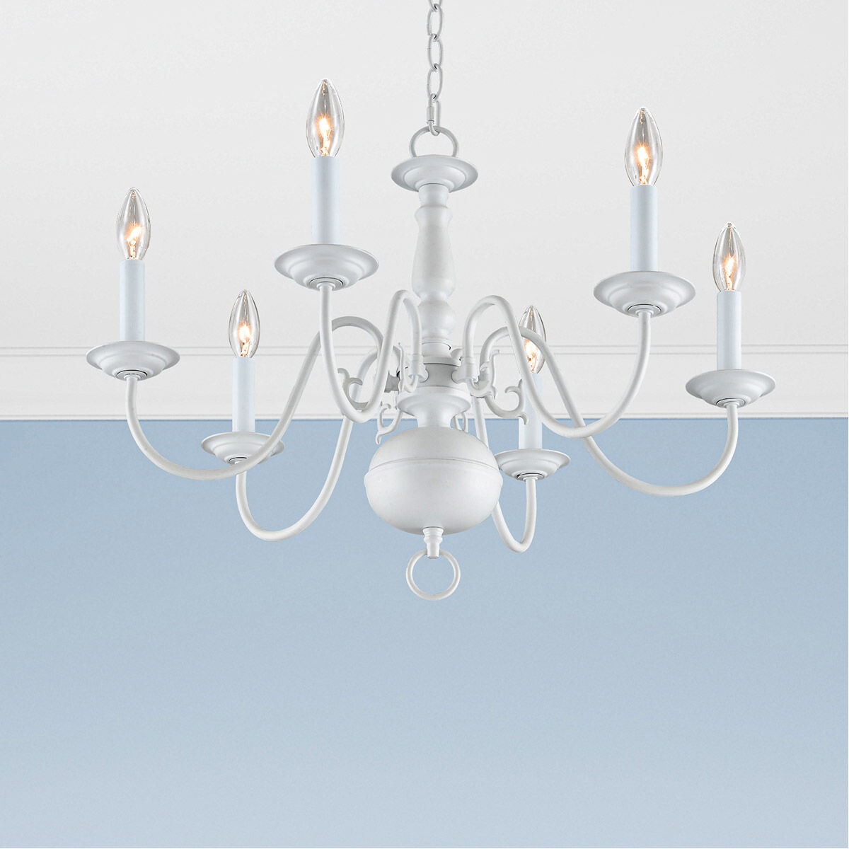Williamsburgh 6 Light 24 inch White Chandelier Ceiling Light